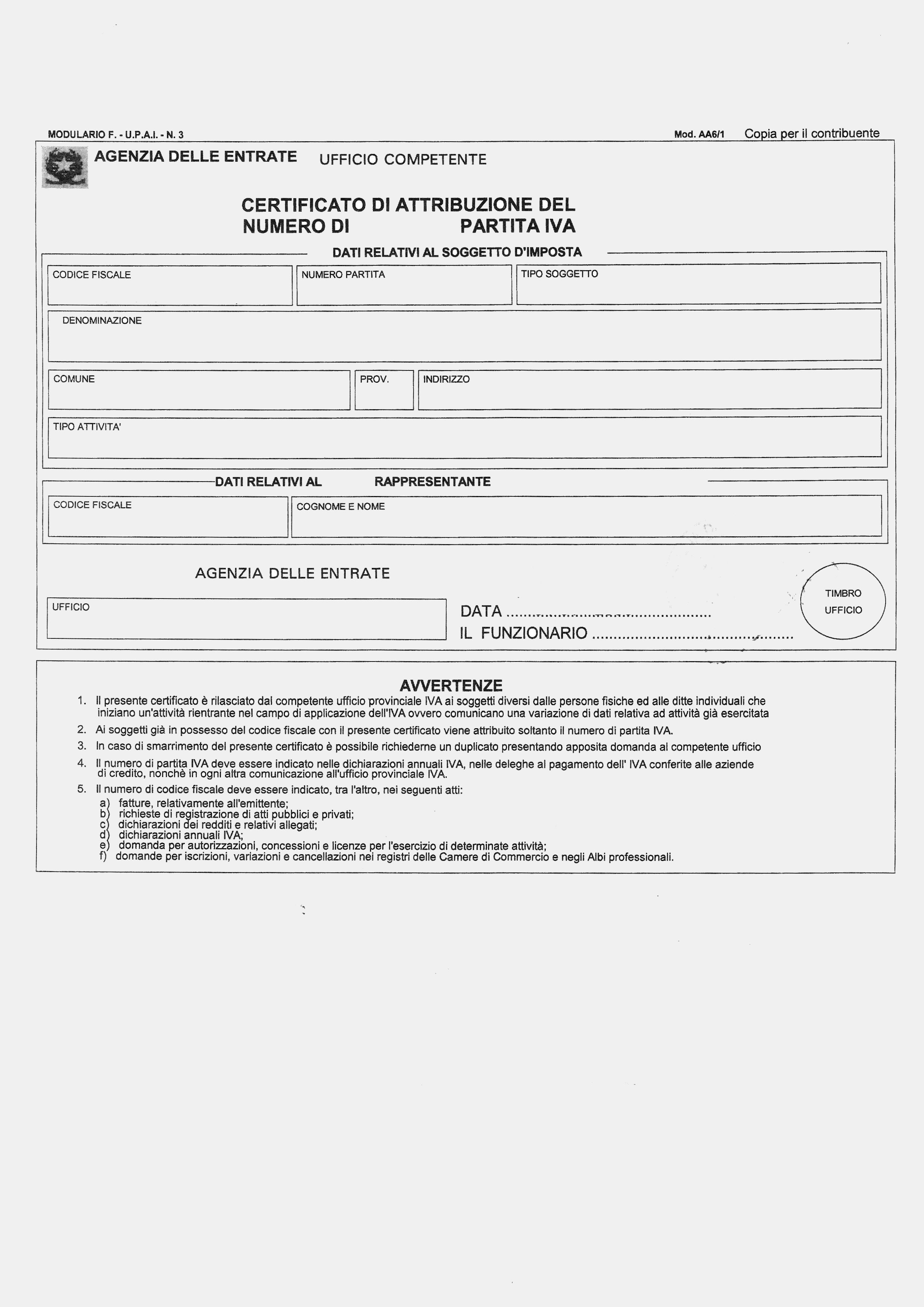 Certificato Attribuzione Partita Iva Visure E Documenti Online